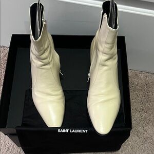 Saint Laurent Women's Ivory Ankle Booties